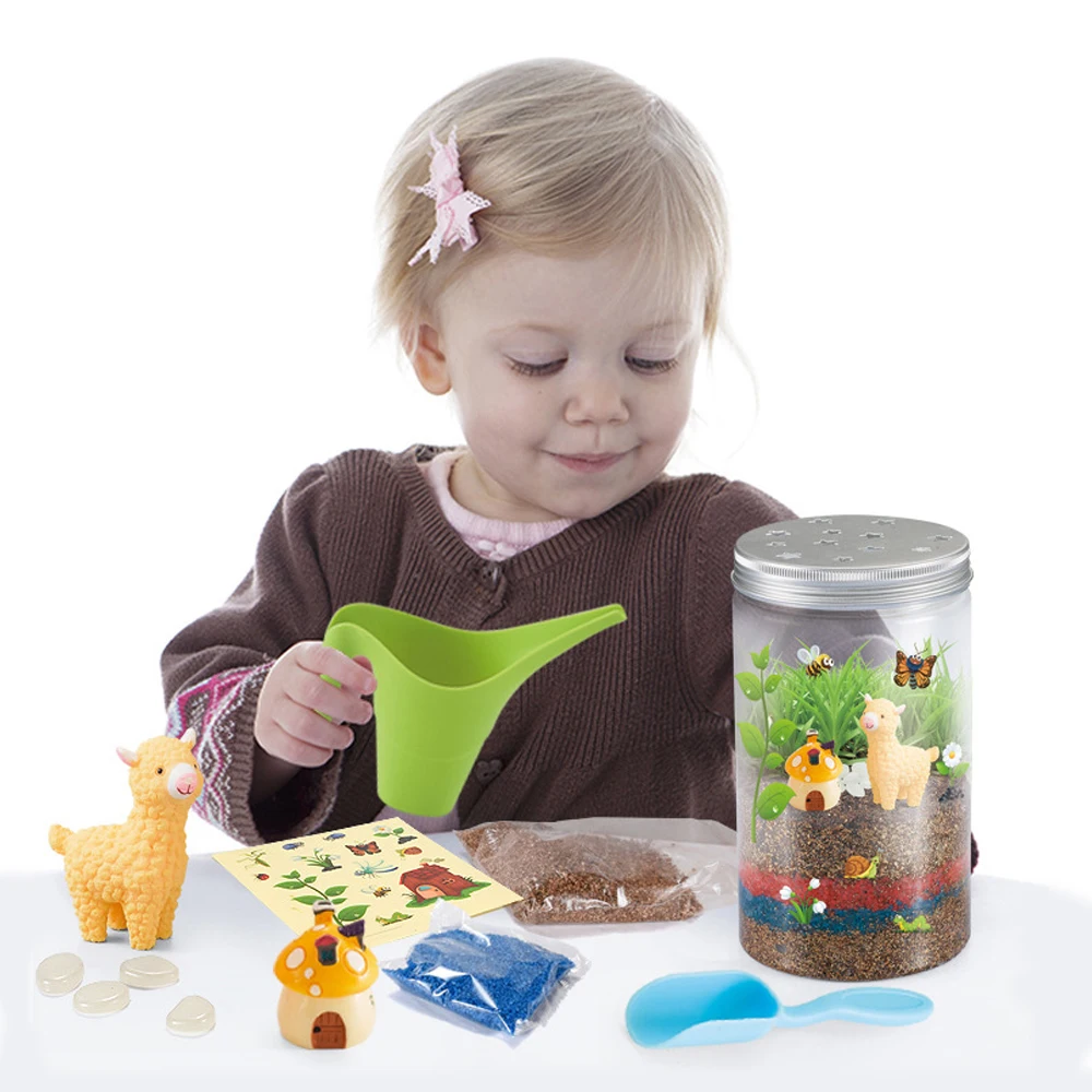 Creative diy mini garden grow terrarium kit kids indoor toy plant