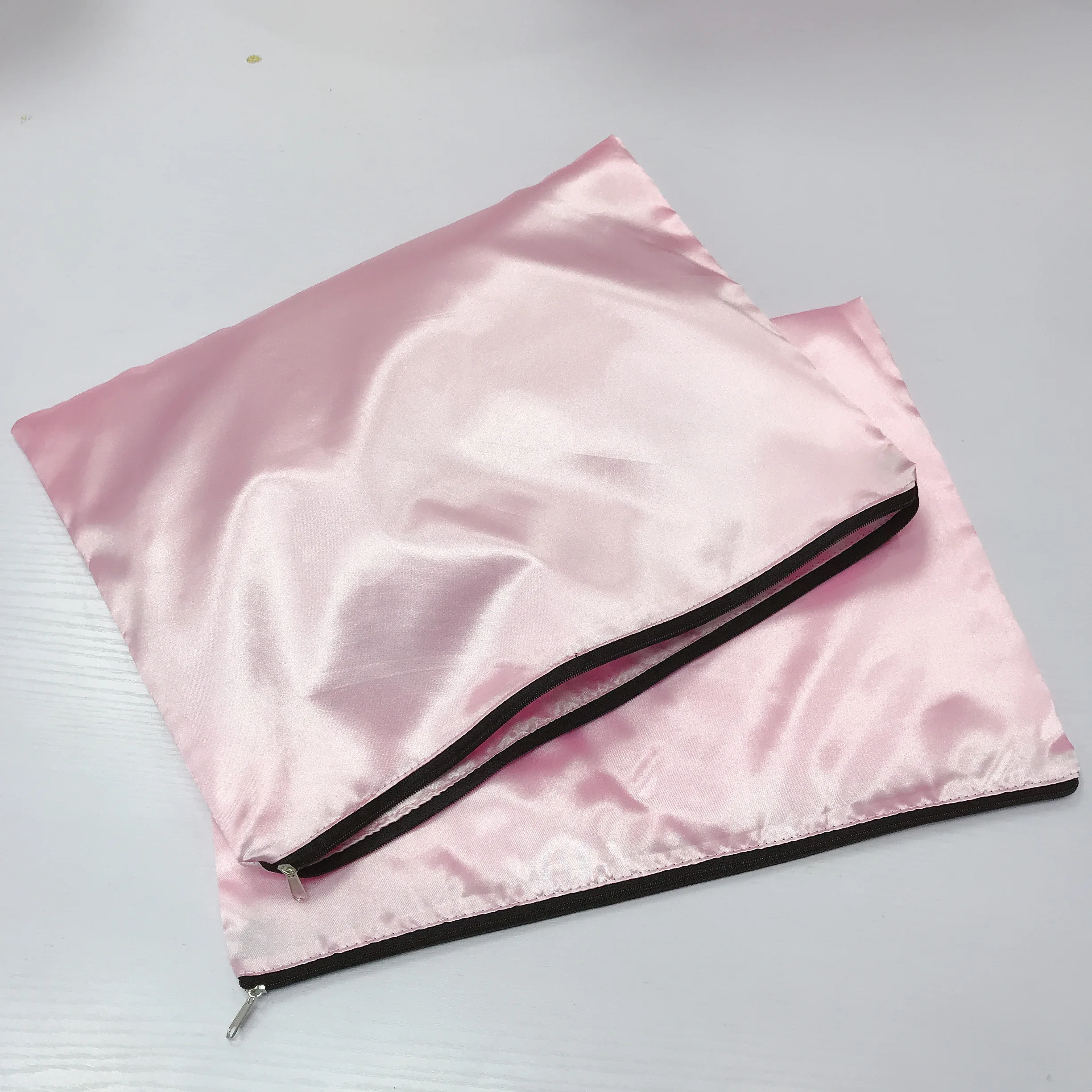 wholesale logo custom satin bags private label silk bags vendor zipper satin bags for hair bundles