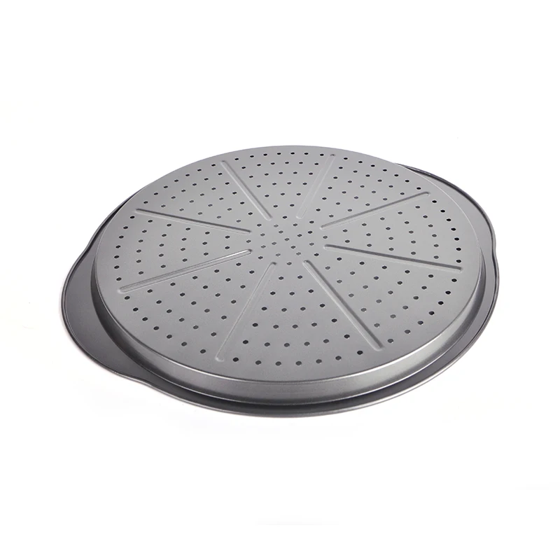 High carbon steel pizza pan with holes mesh perforated round cheese baking pan pancake baking amphora mold