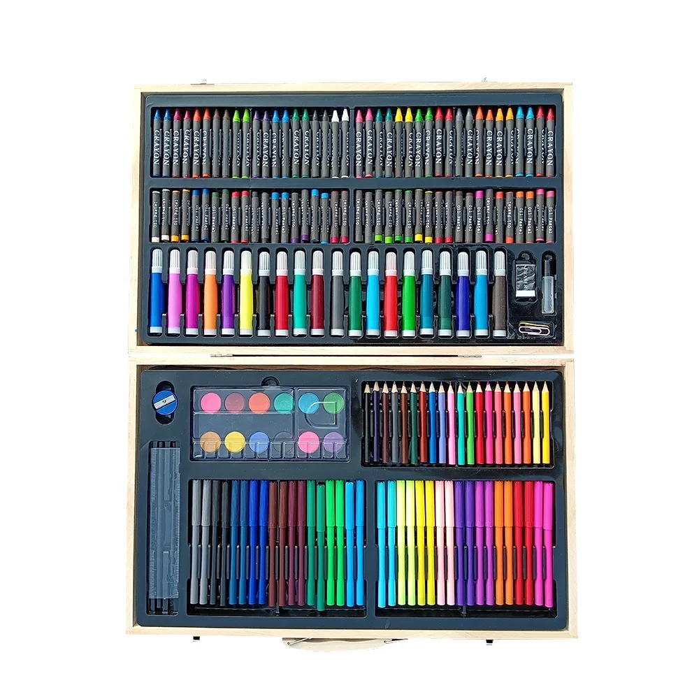 Art Professional Painting Sets For Adults Wooden Box Deluxe Kids Art Set Drawing Colored Pencils Paint Art Sets