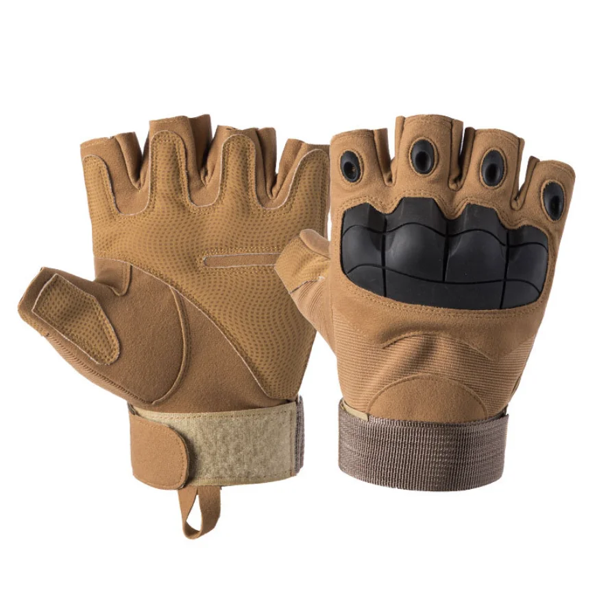 Лидер продаж, износостойкие противоскользящие защитные ударопрочные зимние армейские военные тактические перчатки с полупальцами для кемпинга