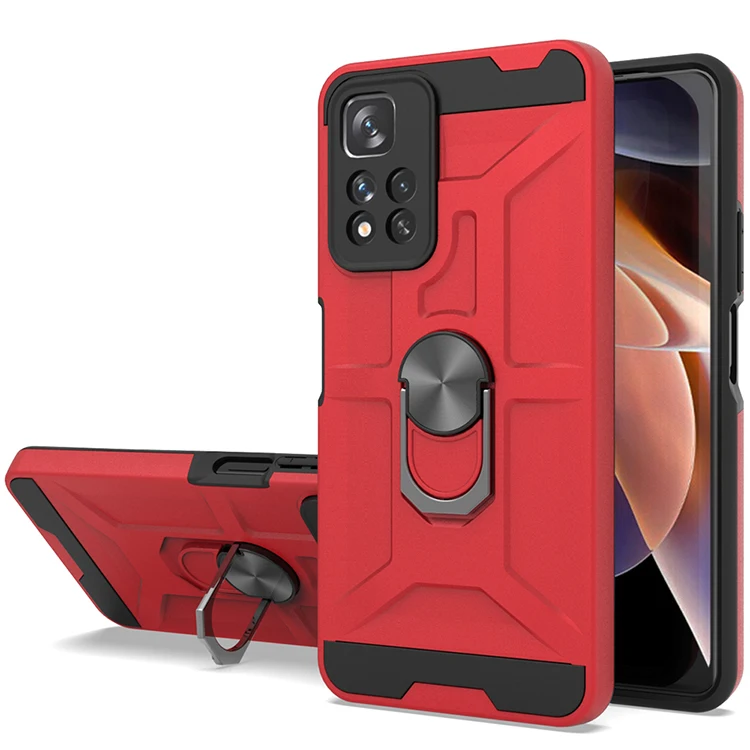 For Xiaomi Redmi Note 11 Pro Case Luxury Armor Soft Shockproof Magnetic Metal Ring Case for Redmi 10C 10 pro Car Holder Cover