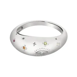Wedding jewelry 18k gold plated star turkish evil eye engraved cubic zircon 925 sterling silver croissant ring jewelry for girl