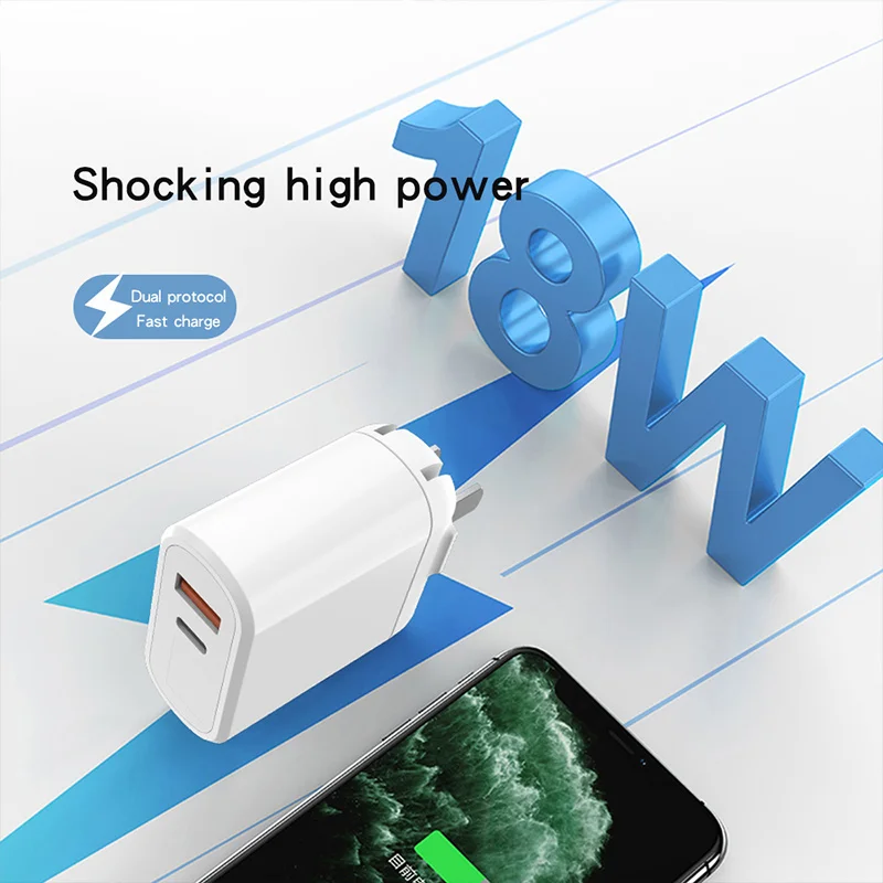 USB57s 18w Dual Port  Pd 3.0 Fast Charger Qc 3.0  Type C Fast Wall Charger With Led Display For Phone