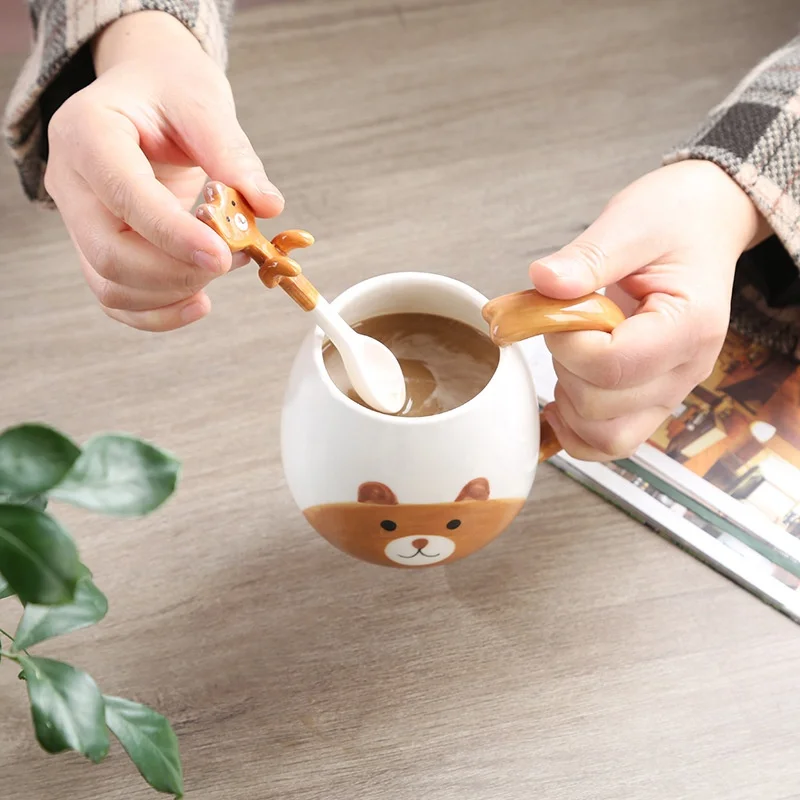 Cartoon 3D Animal Ceramic Coffee Mug Household Hand Painting Milk Tea Kids Water Ceramic Cup