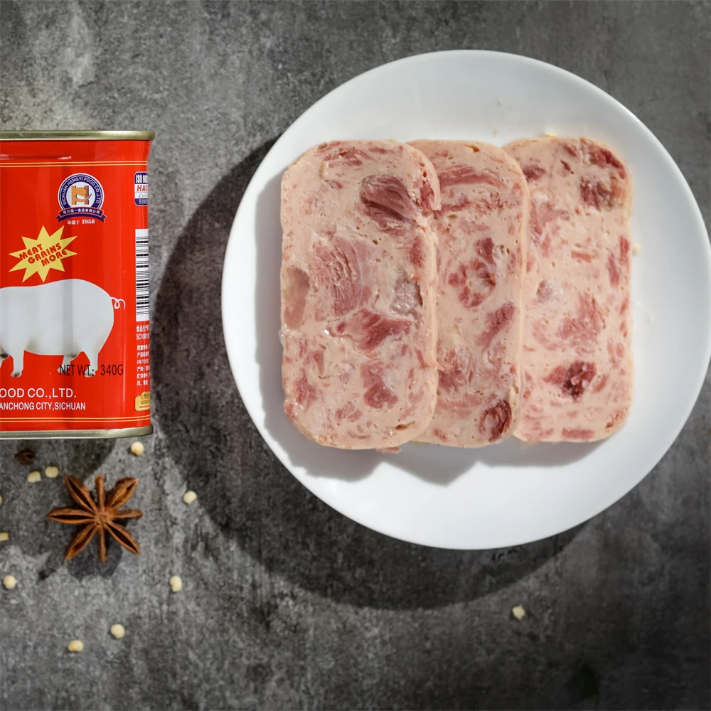 Качественный обед из свинины, мясо ветчины, свинина, консервированная нарезанная свинина и ветчина, 340 г