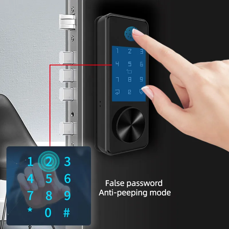 Key Tuya Glass Door Smart Fingerprint Digital Safe Wood Door Lock Ttlock Outdoor For Home Hotel Apartment