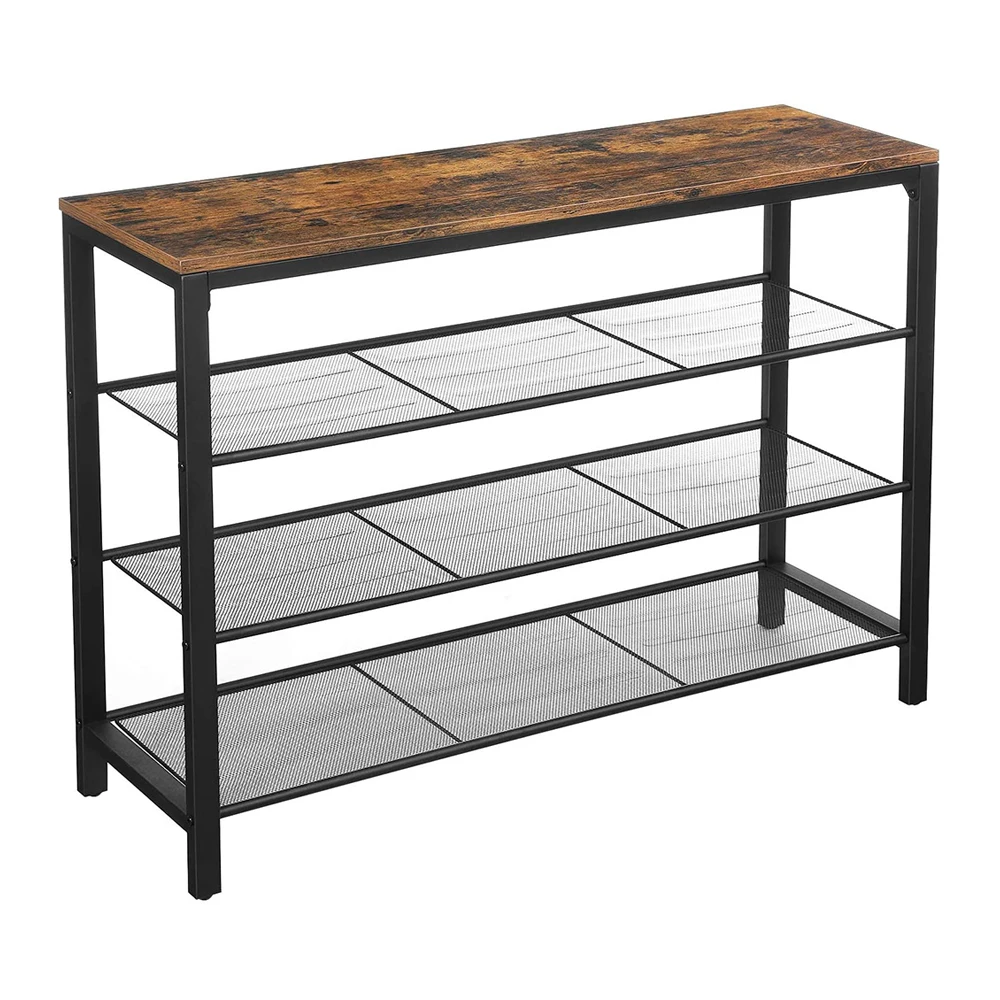 
 3-х уровневый органайзер для хранения обуви с 4 сетка металла полки для пар и большая поверхность для сумки  