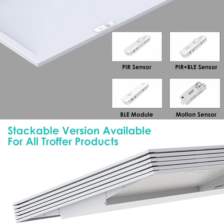 ETL Certified Commercial Troffer Lighting Fixture Cct Dimmable White Integrated Square Ceiling Recessed Led Troffer Light