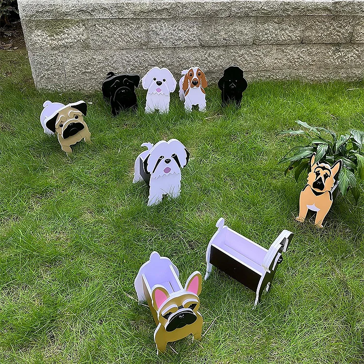 Factory Price Plant Flower Pots Plastic Dogs Shaped Lovely Style For Home Outdoor Decor
