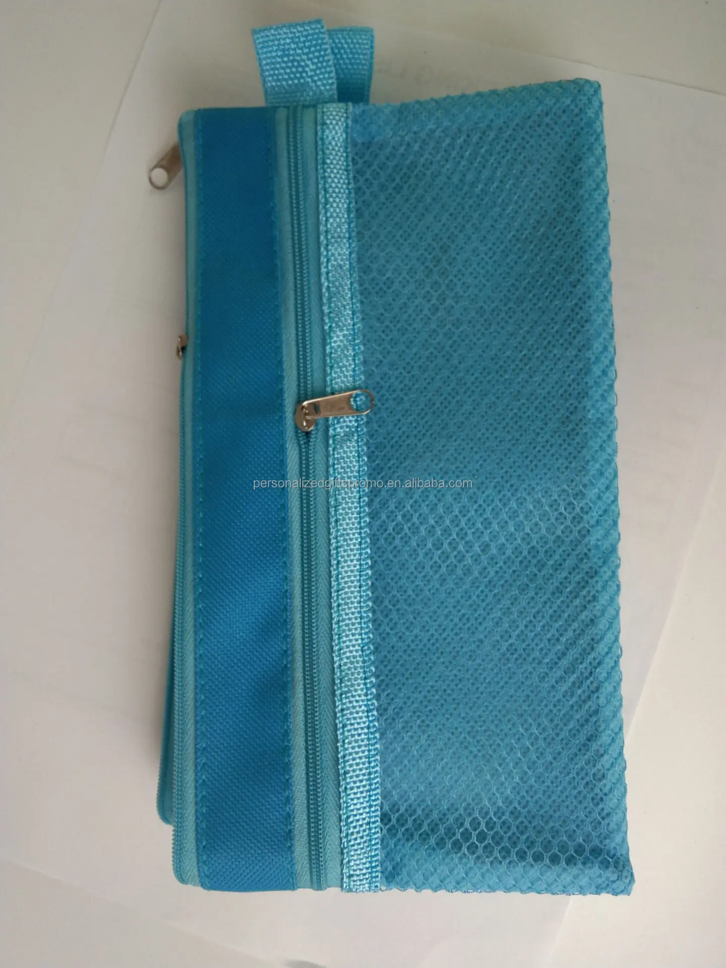 With a main pocket and a mesh pocket on front 2 Zipper Pocket Oxford Pen / Pencil Pouches/ Wallets/ Organizer Bags