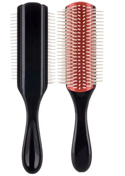 Amazon Hot Sell Personalized Nylon Bristles Detangling Hair Brush 9 Row Denman Hair Brush