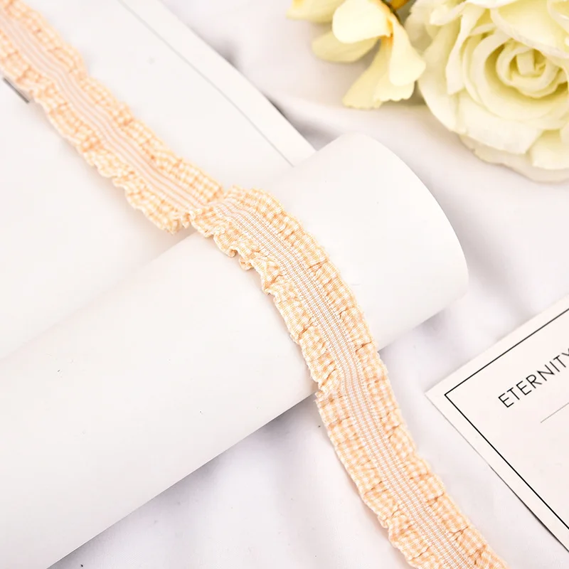 2.5cm Width Woven Belt Black And White Polyester Elastic Ribbon For Bags Jacquard Tape With Checked Webbing