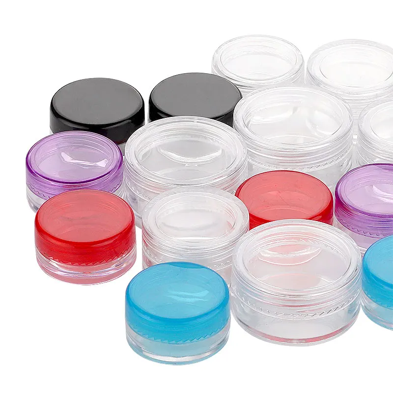 Wholesale 3g 5g 7g 10g 15g plastic ps small black gold blue pink empty cosmetic container pot cream jar