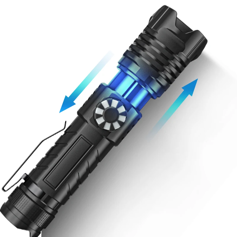XHP99 strong light LED flashlight Type-cUSB rechargeable flashlight outdoor stepless dimming with clip zoom
