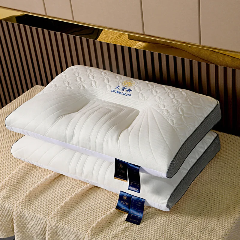 1200g high pillow Ergonomic partition design Natural latex soy fiber soft comfort cushion white hotel bed pillow