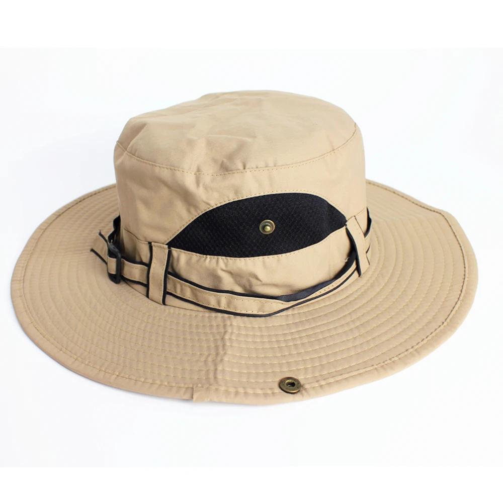 women and Men Jungle Bushes Hat Fishing Bucket Caps Outdoor Hiking Hat Summer String Safari Hats custom logo