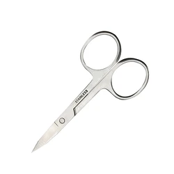 Custom logo Portable Thickness Trimming stainless steel Eyebrow Nose Hair Curved Manicure Scissors