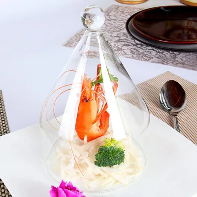 Dome top transparent smoky molecules gourmet dessert cake glass cover glass tableware cookware