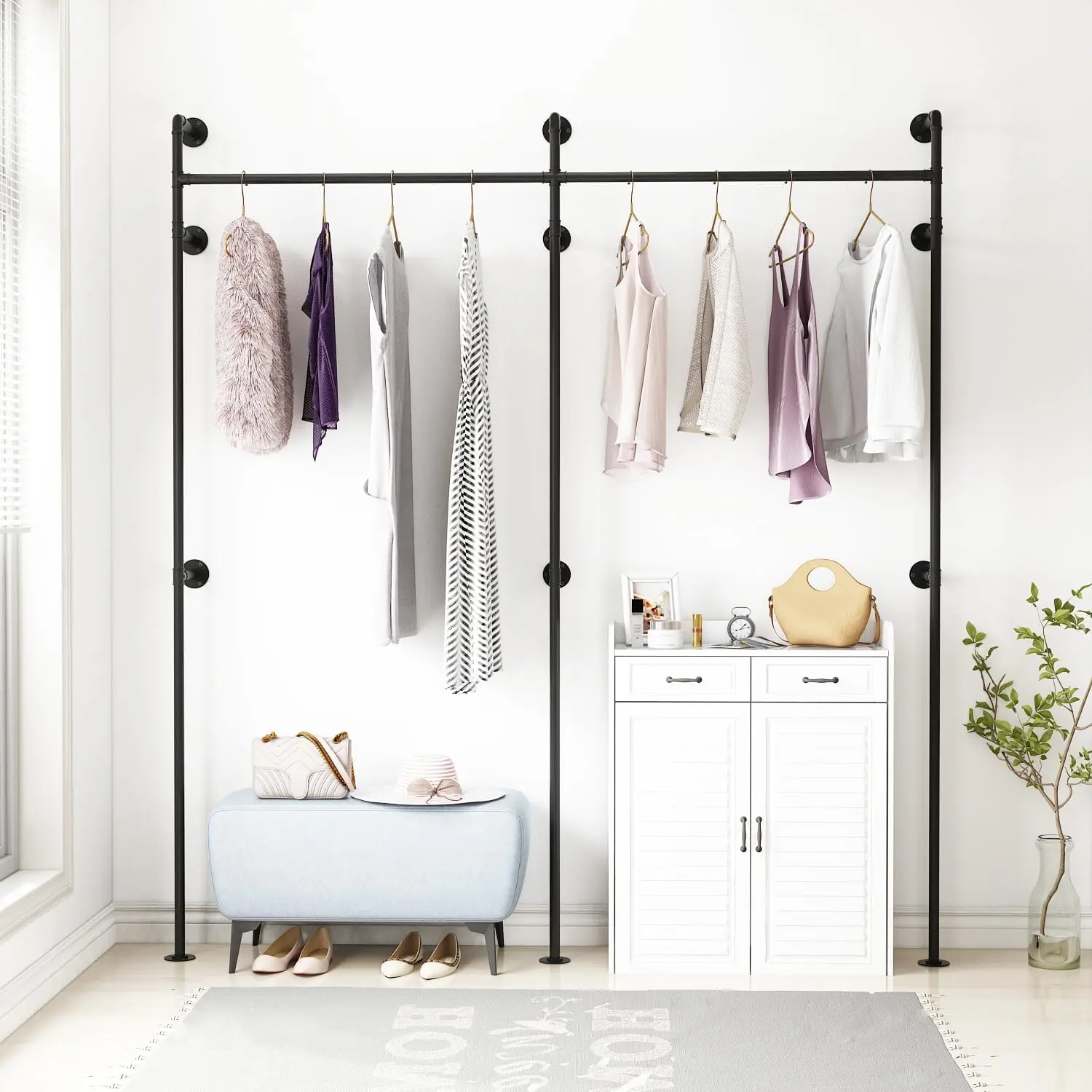 Heavy Duty Clothes Rack for Hanging Clothes Wall Mounted Display Garment Rack for Home Retail Boutique