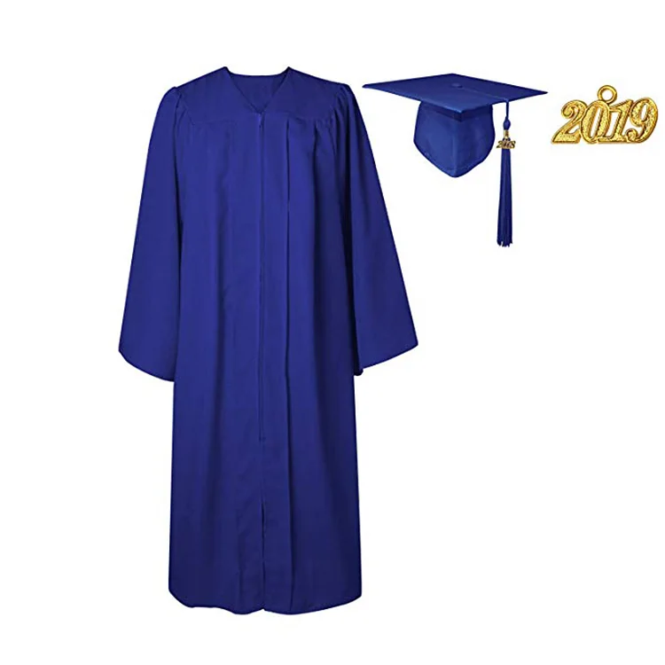Matte navy Graduation Gown Cap Tassel Set 2020 2021 for High School and Bachelor Judge Costume