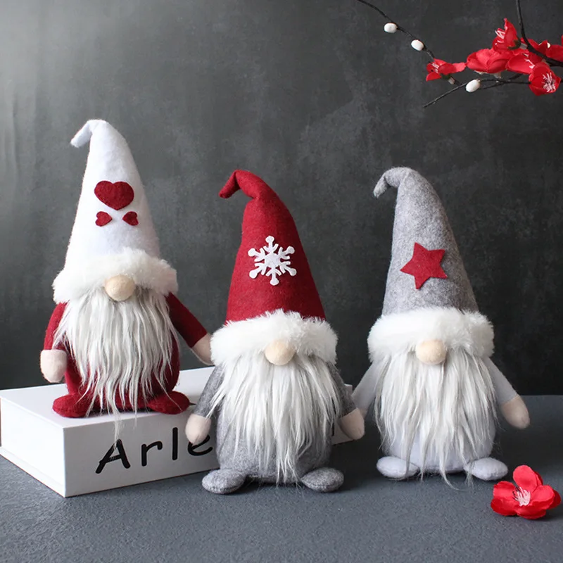Christmas Decor Hat Faceless Doll Dwarf Santa Claus Plush Toys for Festival Ornaments Decoration Xmas Tree Hanging Accessories