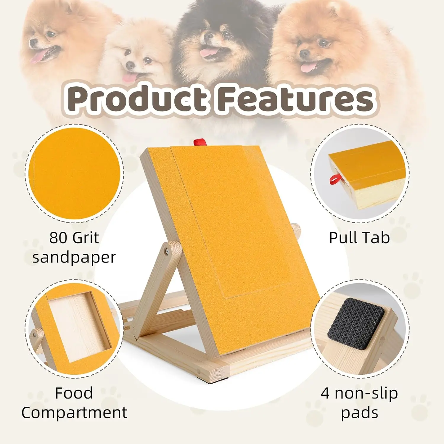 Dog Scratch Board Dog Cat Nail Scratch Board Large Dog Scratching Pad Nail File Board for Pet with 2 Extra Sandpaper