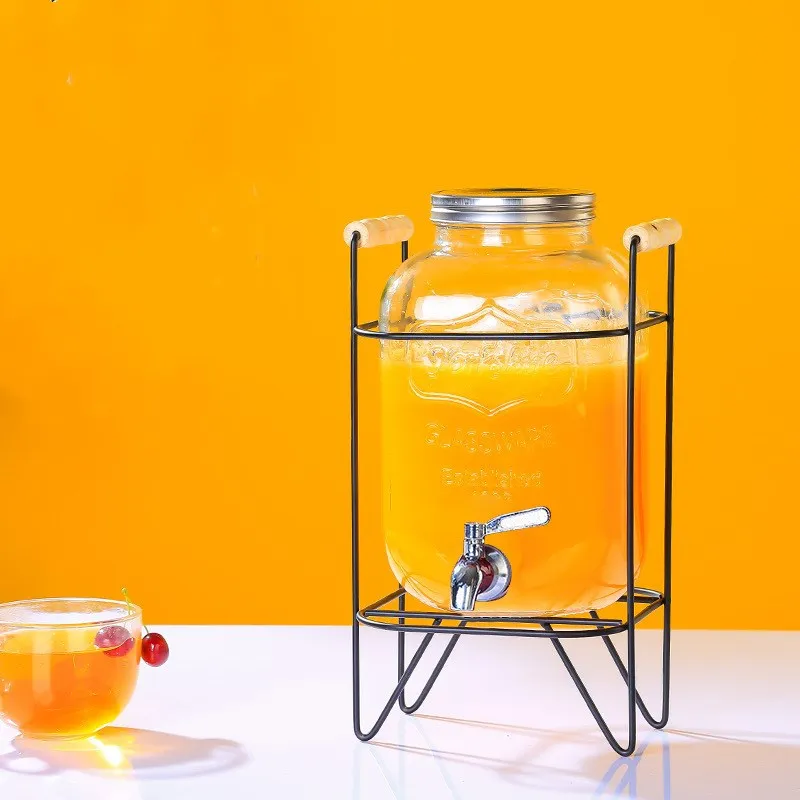 4L 5L 8L 10L  Glass Mason Jar Big Volume Juice Glass Drink Beverage Dispenser With Tap for Home Brewing Water Juice Barrel