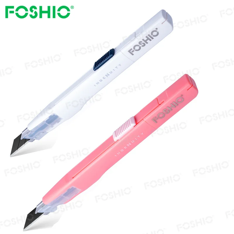 Foshio Customize Logo Diy Art Craft Paper Cutter Knife Wrap Box Utility Knife Blade