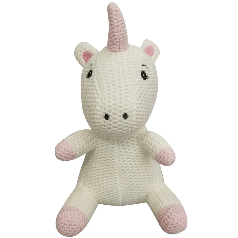 2021 New Baby Soft Woolen Knitted Animals Doll Baby Soothing Sleeping Stuffed Cotton Crochet Plush Toys