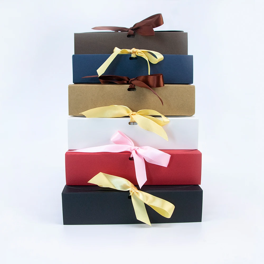 Wholesale Portable Foldable Tin Printing Red Luxury Packing Ribbon Gift Box