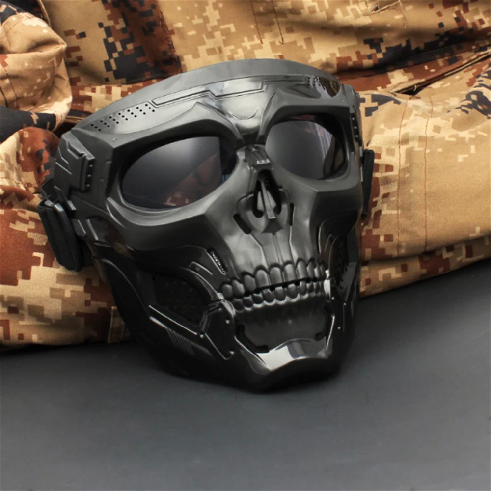 Outdoor Cosplay Tactical Paintball Scary Skeleton Face-Mask Protective Games  Full Eye Protective