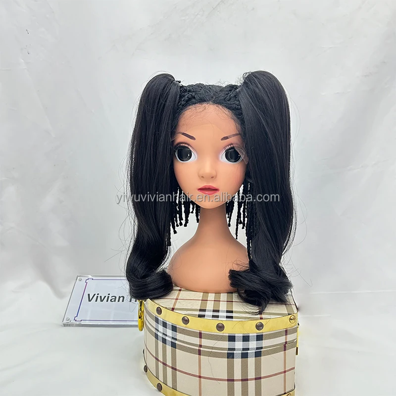 Vivian hair long curly wavy synthetic claw clip rasta hair ponytail for kids ponytail hair extension with claw clips