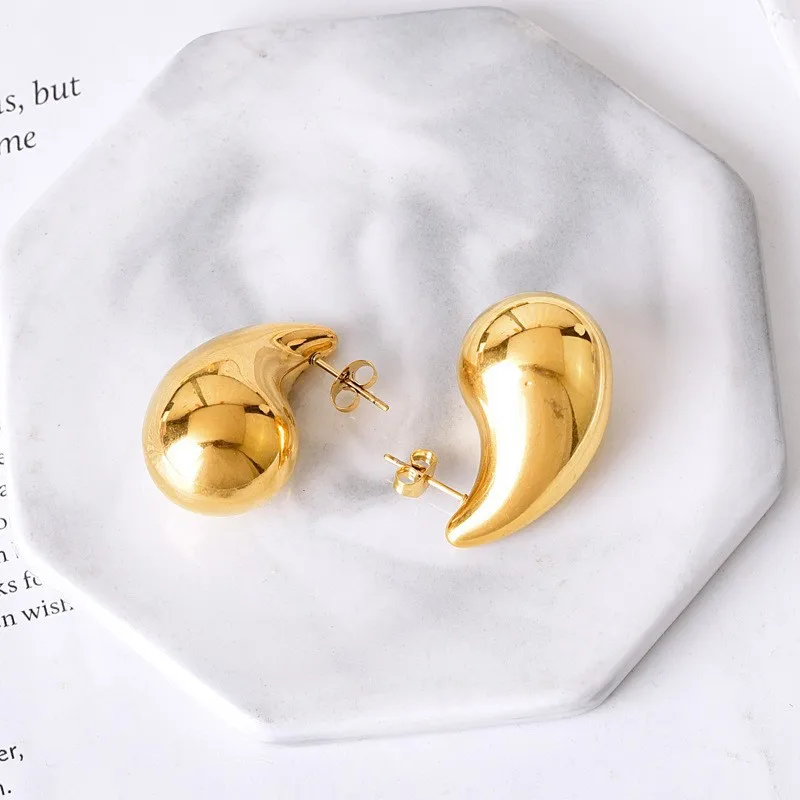 Wholesale Multi Styles Gold Teardrop Dupes Earrings Chunky 14K Gold Stainless Steel PVD Tear Drop Earrings For Women Girls