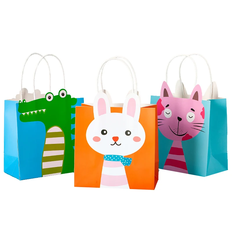 Fancy Personalized Small Size Eco Friendly Colored Printed Cute Kids Gift Packaging Paper Bag With Handles