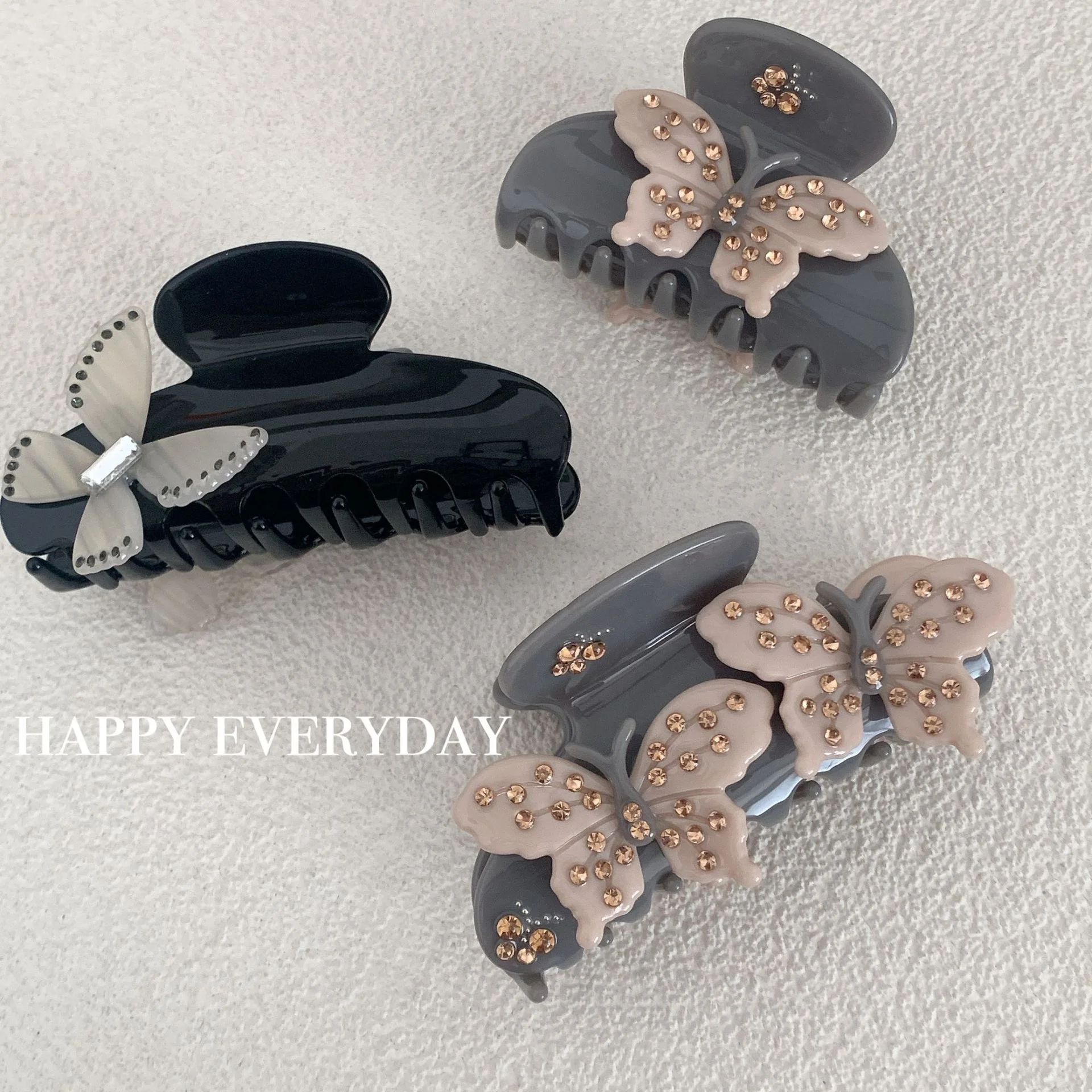 PDANY Elegant Women Ponytail Holder Acetate Hair Claw Clip Shiny Crystal Butterfly Hair Clips Ladies' Custom Accessories