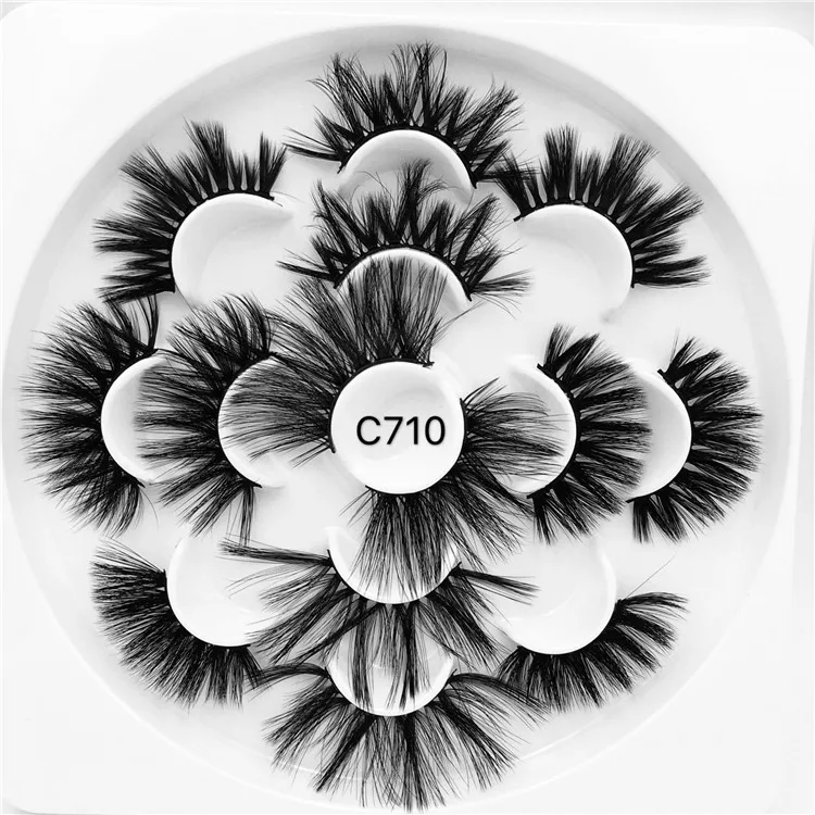 
Оптовая продажа, собственный бренд, накладные ресницы, коробка, 7 пар, цветочный лоток, частная этикетка, полностью Ленточные ресницы 6D 25 мм, искусственные норковые ресницы 