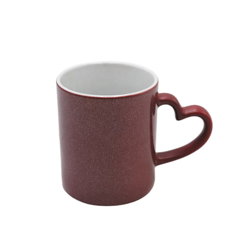 customizable colorful ceramic coffee cup 11oz blank sublimation tea mug with heart handle