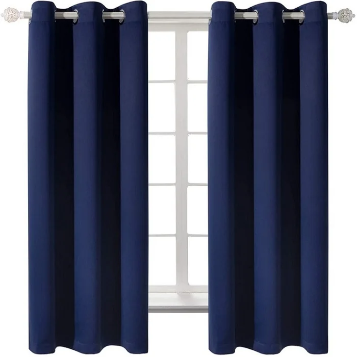 Custom Curtain Design Thermal Blue Eyelet Blackout Curtains for The Living Room