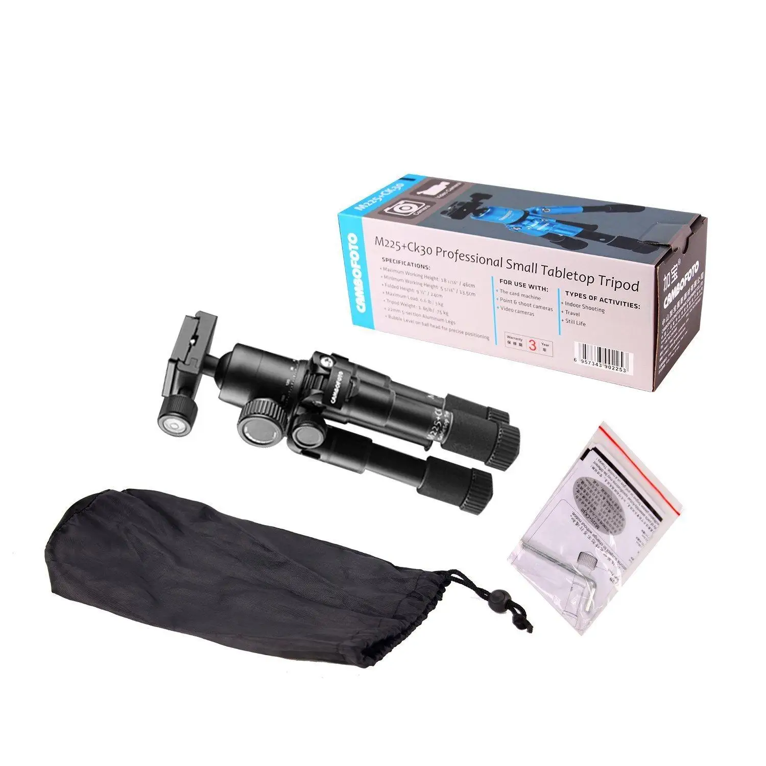 Cambofoto M225+CK30 Aluminum Mini table Tripod with ball head for digital video