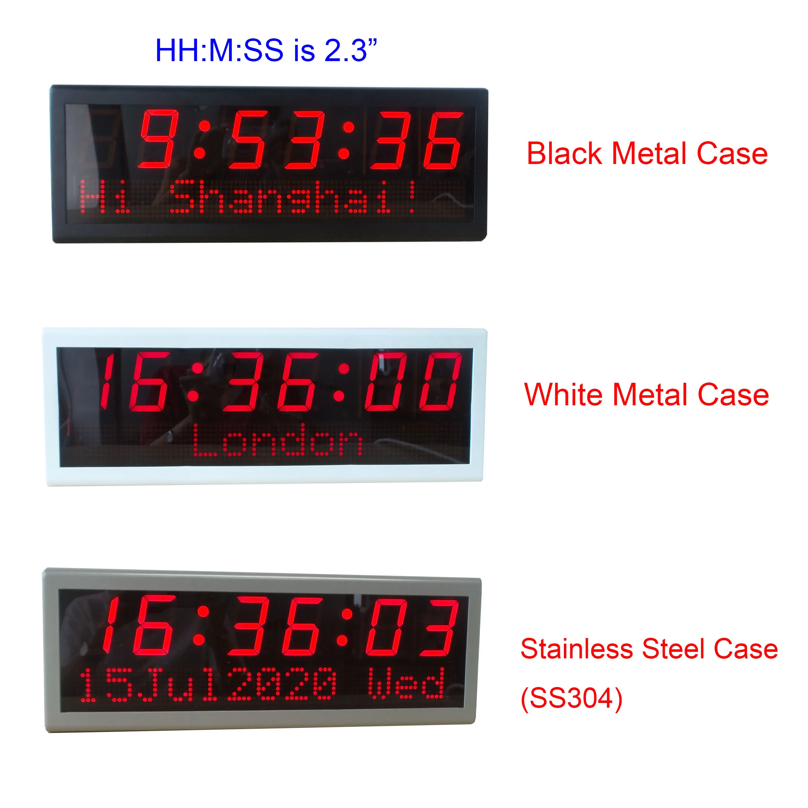  Globaltime 6-значный цифровой PoE сети часы-белый металлический корпус-красными
