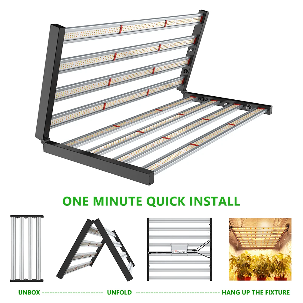 Best Growers Choice 8 bars 720W Foldable LED Grow Light High Intensticy Commercial Horticulture LED Fixtures Master Controller