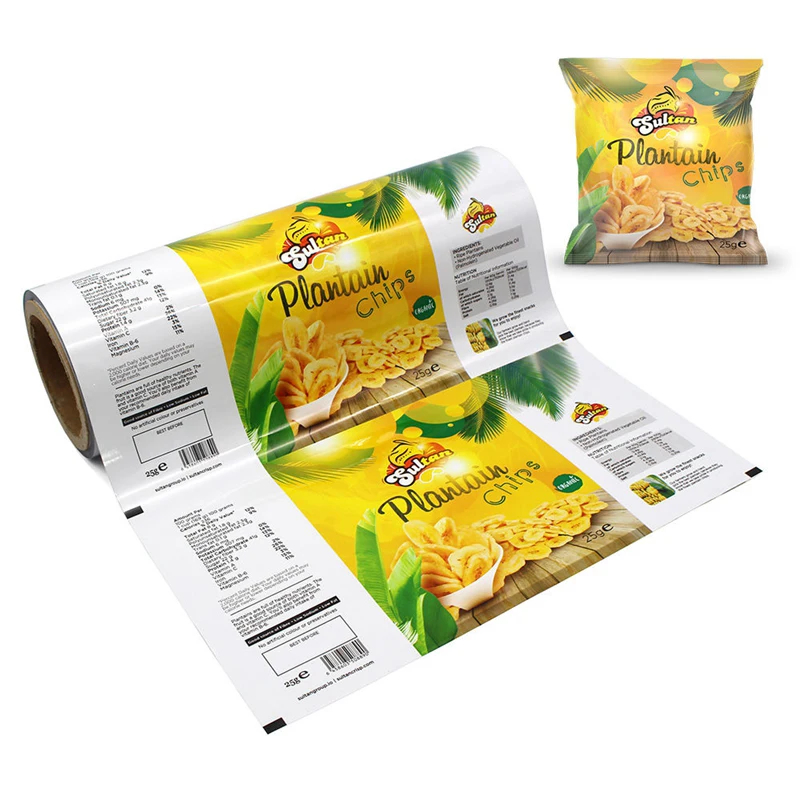 Metallized Film Custom Printed Automatic Candy Snack Biscuit Potato Chips Coffee Packaging Roll Film