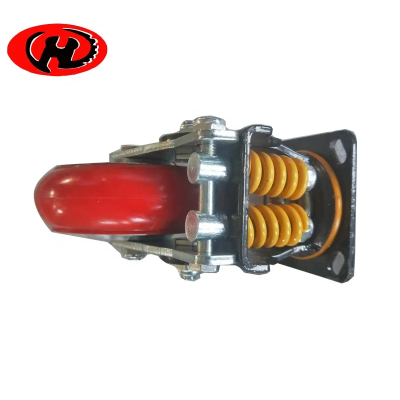 best China made heavy duty spring mounted PU  shock absorbing  trolley caster wheel