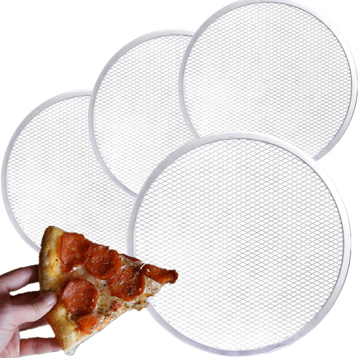 10 Inch Seamless Round Pizza Screen Aluminum Mesh Pizza Screen Pizza Mesh Baking Tray for Home Kitchen Restaurant Supplies