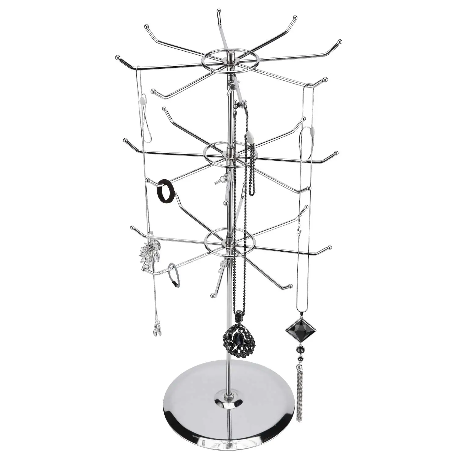 Hot 3 Tier Rotating Jewelry Display Rack Black Adjustable Spinner Display Rack