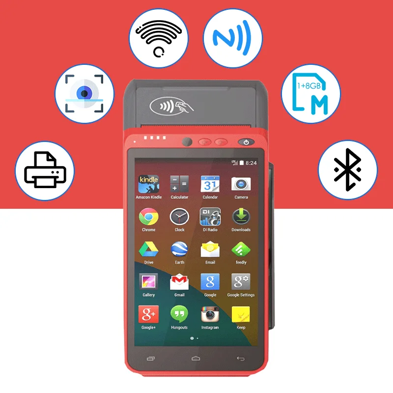 4G/3G/2G Billing Printing POS Device Touch Screen Handheld Android POS Terminal With Fingerprint Z100