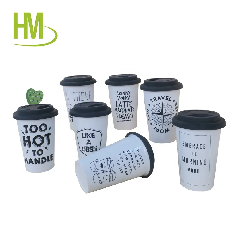 Popular Ceramic Travel Mug with Plastic Lid for coffee