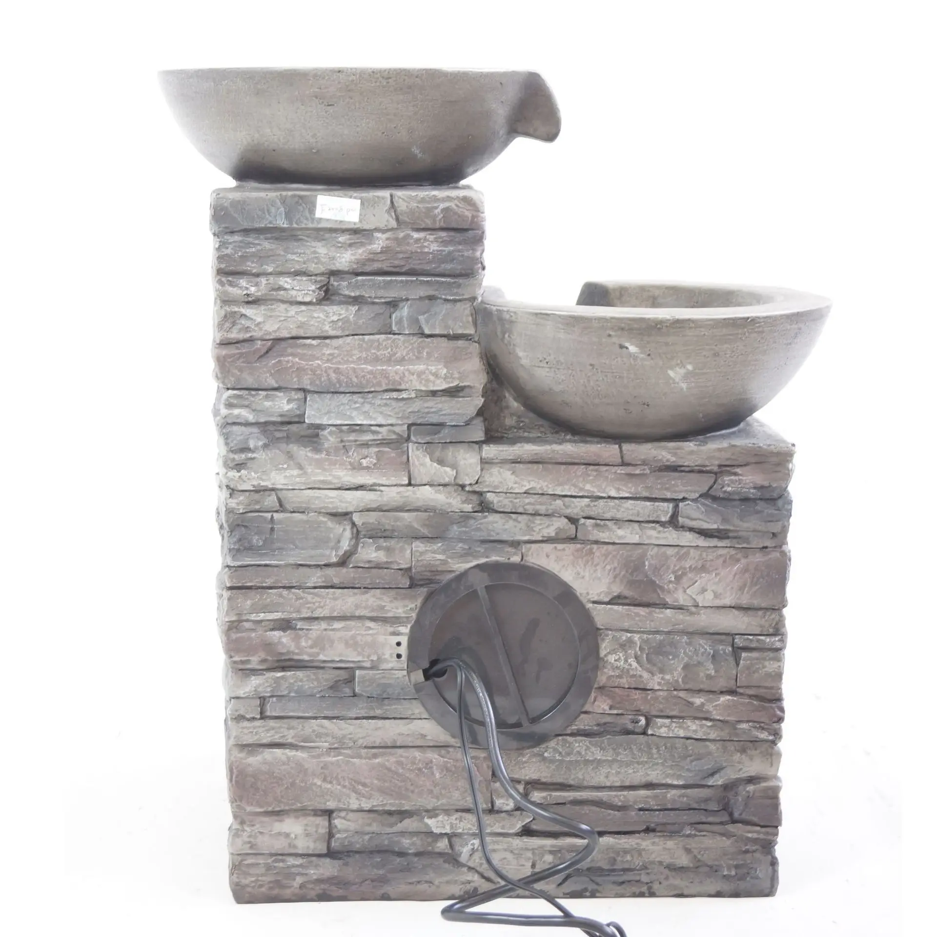 4-Tiered Home & Garden LED Light Stone Waterfall resin Fountain Indoor/Outdoor Park Decor with Plastic Bowls-Floor Stacked