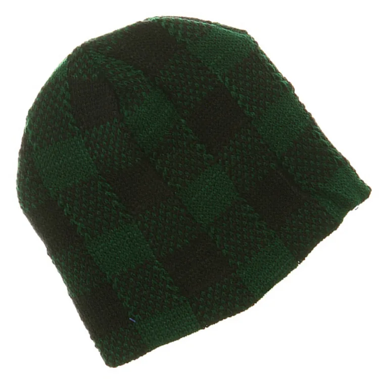 Wholesale Autumn Winter Knit Beanie Hat Sunday Angora Custom Blank Checkered Beanie Hat